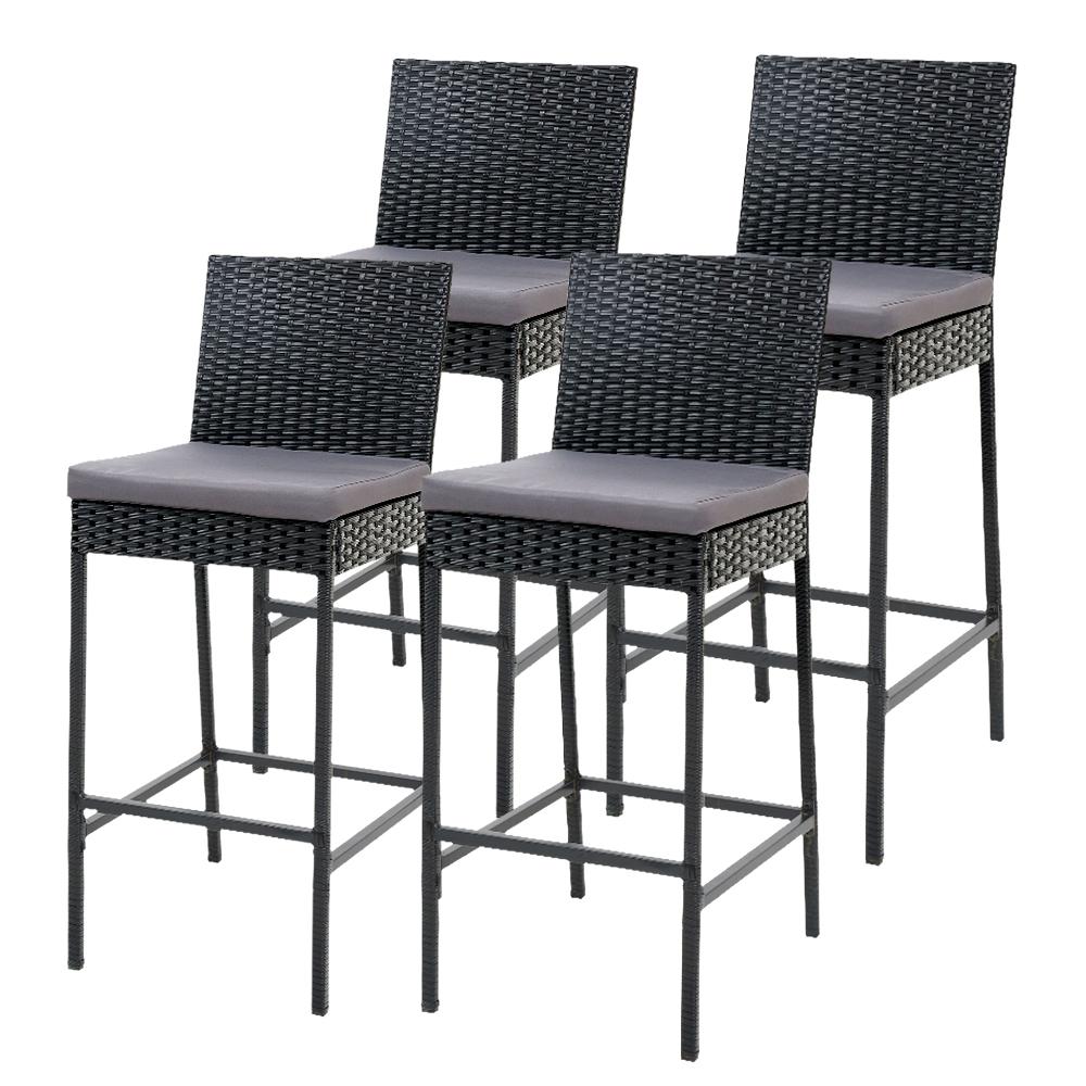 Outdoor Bar Stools Dining Chairs Rattan Furniture X4 - Outdoorium