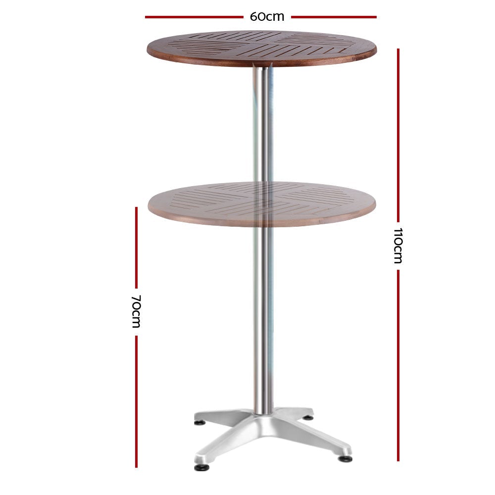 Outdoor Bar Table Furniture Wooden Cafe Table Aluminium Adjustable Round Gardeon - Outdoorium