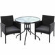 Gardeon 3PC Bistro Set Outdoor Furniture Rattan Table Chairs Cushion Patio Garden Ezra | Outdoorium