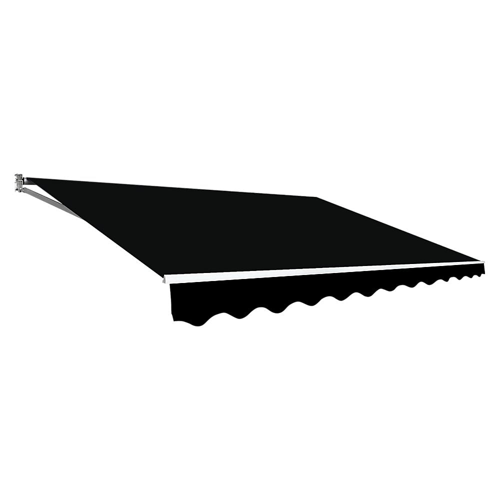 Outdoor Folding Arm Awning Retractable Sunshade Canopy Black 5.0m x 3.0m - Outdoorium