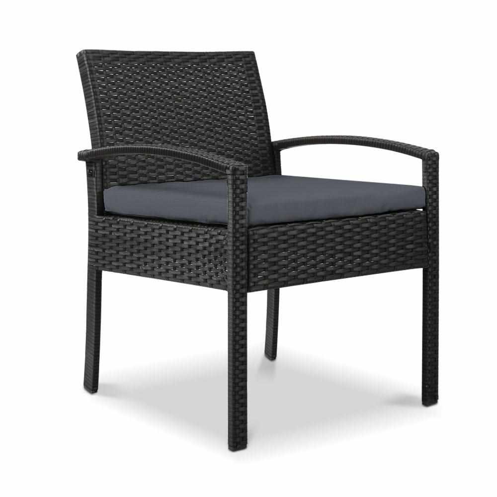 Outdoor Furniture Bistro Wicker Chair Black - Outdoorium