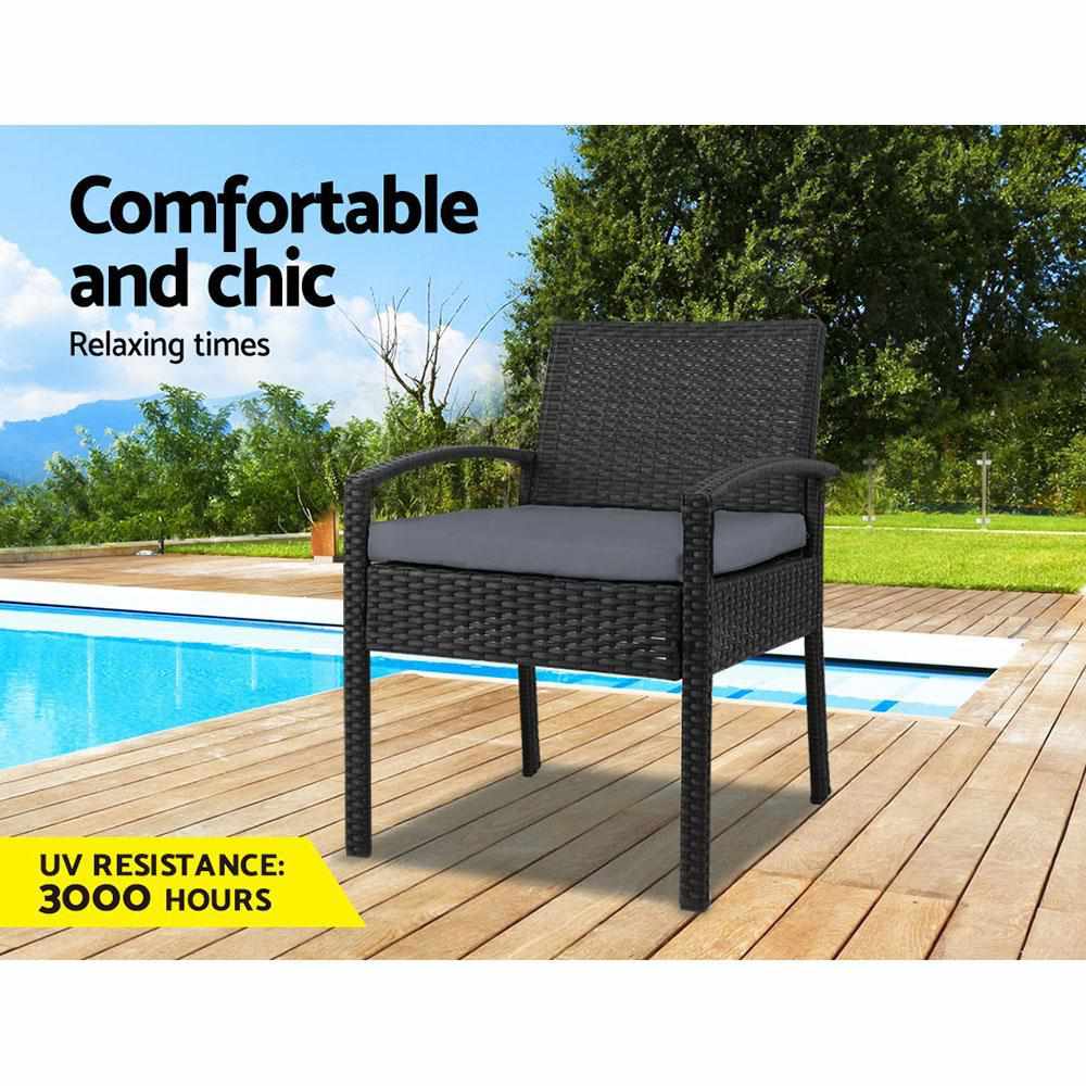 Outdoor Furniture Bistro Wicker Chair Black - Outdoorium