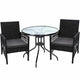 Gardeon 3PC Bistro Set Outdoor Furniture Rattan Table Chairs Cushion Patio Garden Lyra | Outdoorium