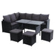 Outdoor Furniture Dining Setting Sofa Set Lounge Wicker 9 Seater Black | Outdoorium