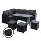 Gardeon Outdoor Dining Set Sofa Lounge Setting Chairs Table Ottoman Black Cover | Outdoorium