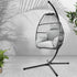 Outdoor Furniture Egg Hammock Hanging Swing Chair Stand Pod Wicker Grey - Outdoorium