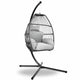 Gardeon Outdoor Egg Swing Chair Wicker Rope Furniture Pod Stand Cushion Grey | Outdoorium