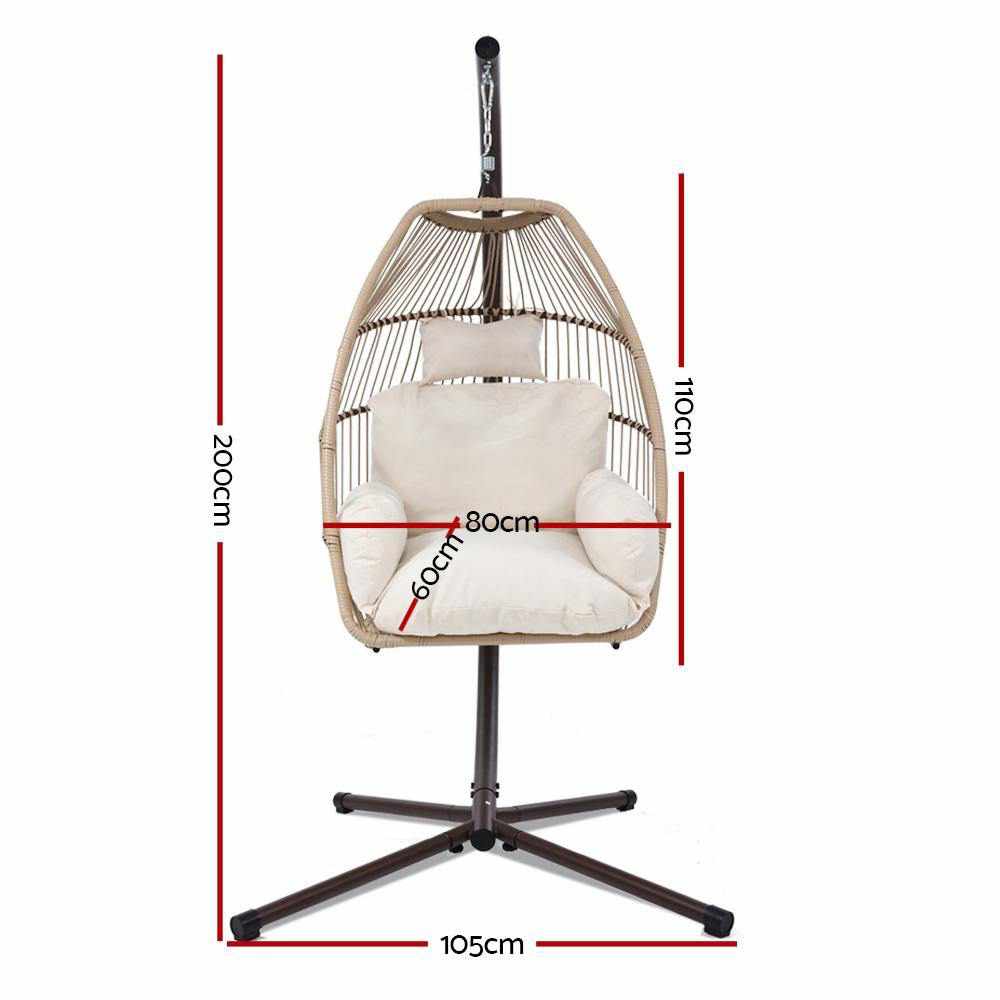 Outdoor Furniture Egg Hanging Swing Chair Stand Wicker Rattan Hammock - Outdoorium