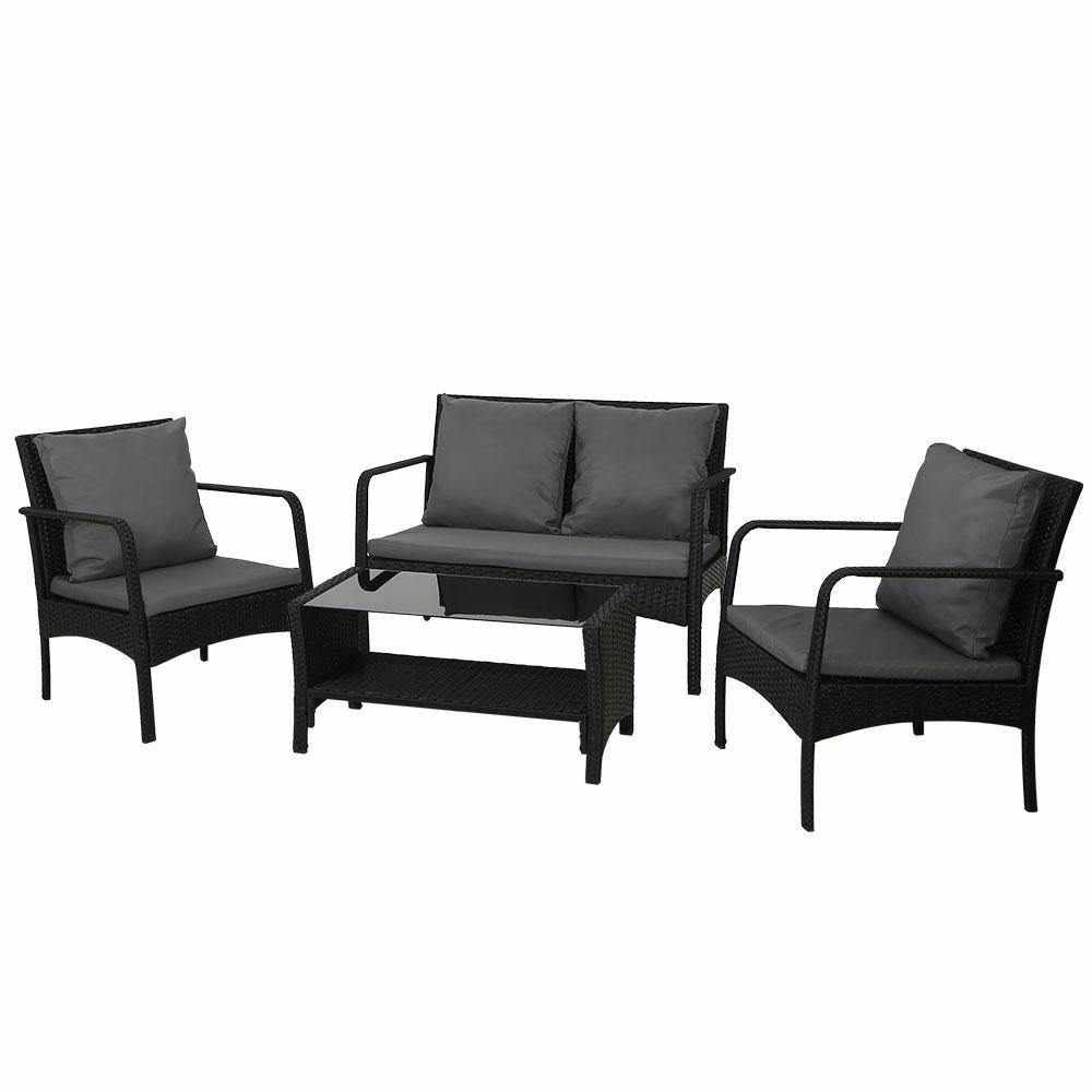 Outdoor Furniture Lounge Table Chairs Garden Patio Wicker Sofa Set - Outdoorium