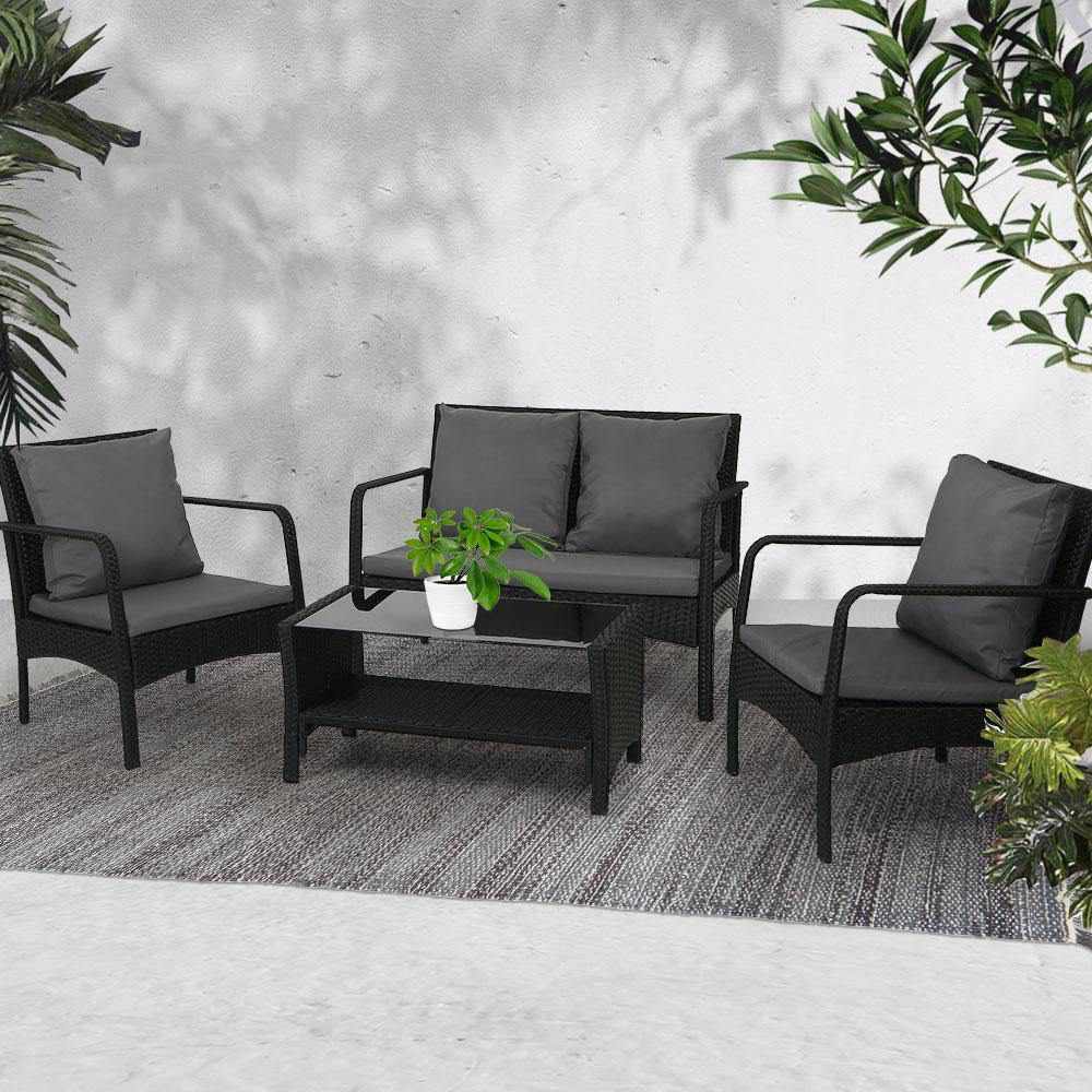 Outdoor Furniture Lounge Table Chairs Garden Patio Wicker Sofa Set - Outdoorium