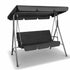 Outdoor Furniture Swing Chair Hammock 3 Seater Bench Seat Canopy Black - Outdoorium