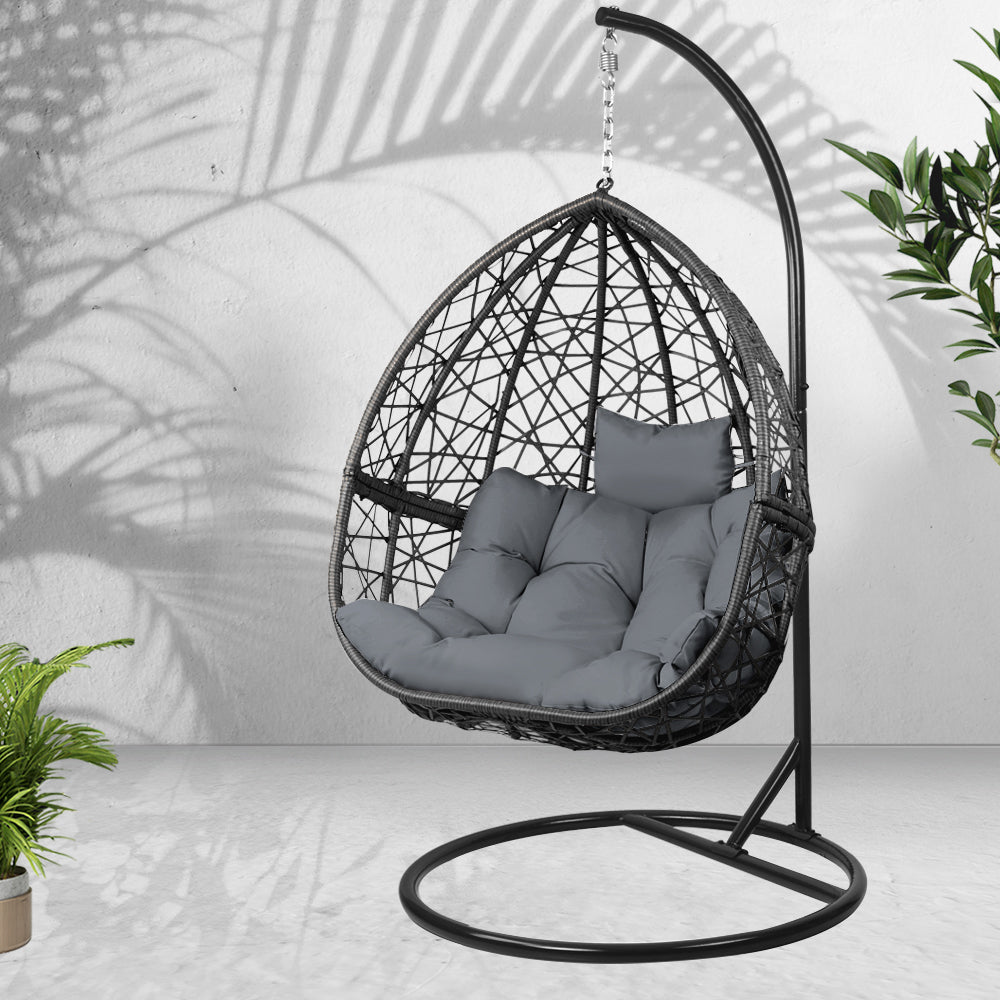 Outdoor Hanging Swing Chair - Black - Outdoorium