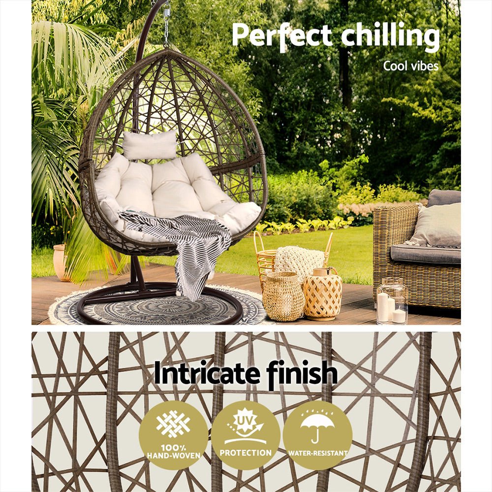 Outdoor Hanging Swing Chair - Brown - Outdoorium