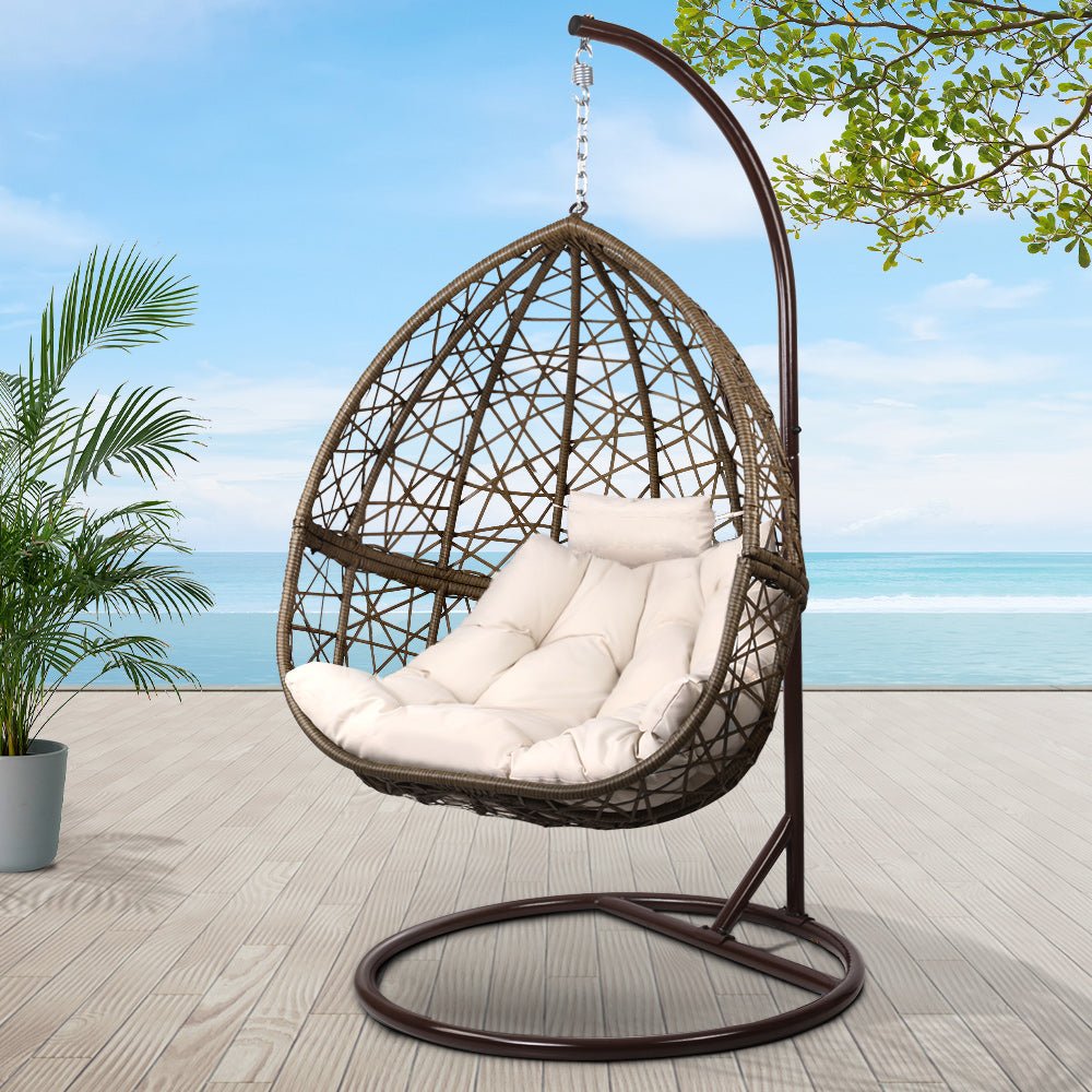 Outdoor Hanging Swing Chair - Brown - Outdoorium