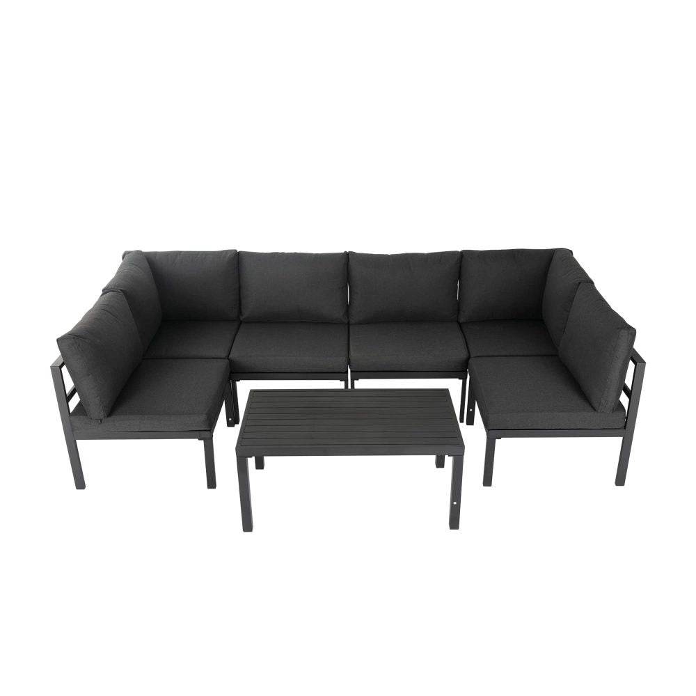 Outdoor Minimalist Charcoal Grey 7-Piece Lounge Set - Outdoorium