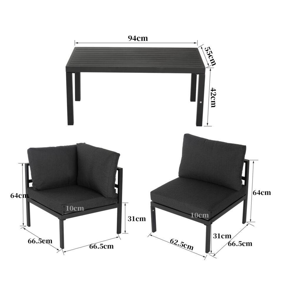 Outdoor Minimalist Charcoal Grey 7-Piece Lounge Set - Outdoorium