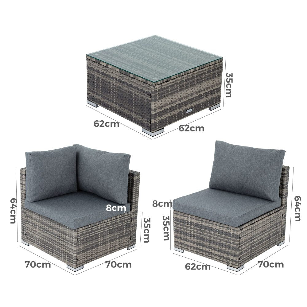 Outdoor Modular Lounge Sofa Bondi-Black - Outdoorium