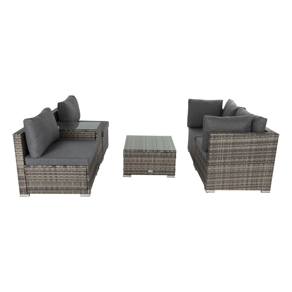 Outdoor Modular Lounge Sofa with Wicker End Table Set - Outdoorium