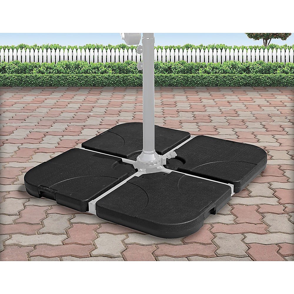 Outdoor Patio 4-Piece Cantilever Offset 3M Umbrella Base Stand Weight Water Sand - Outdoorium