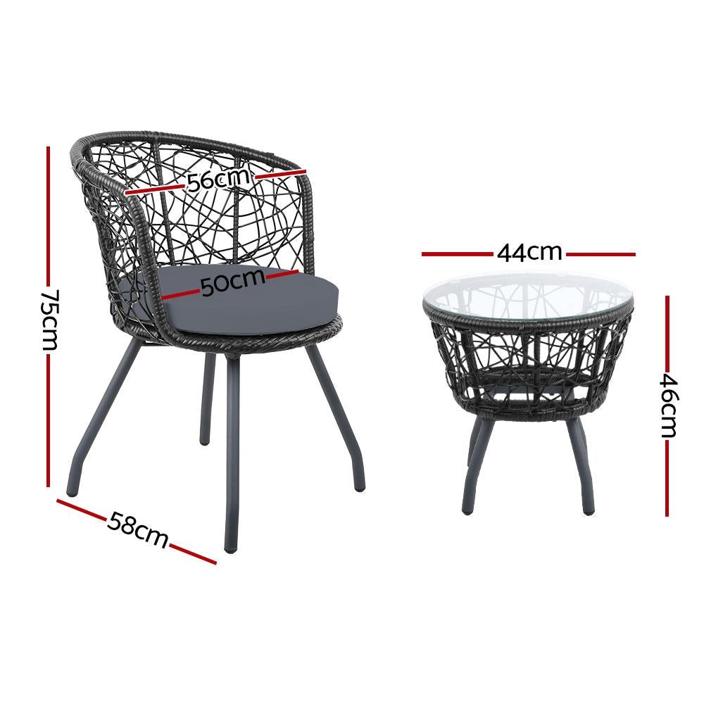 Outdoor Patio Chair and Table - Black - Outdoorium