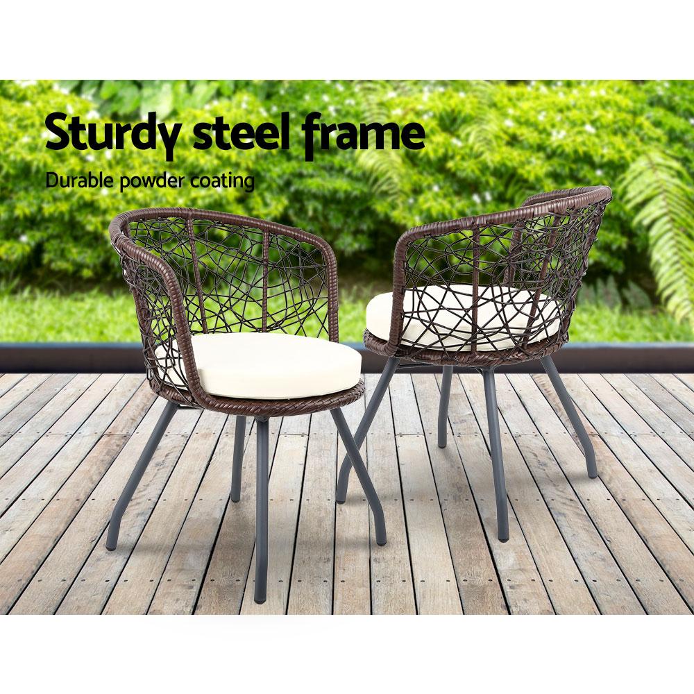 Outdoor Patio Chair and Table - Brown - Outdoorium