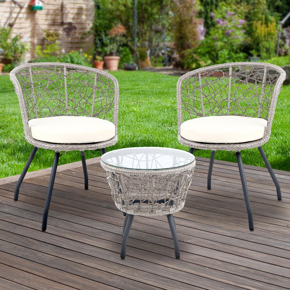 Outdoor Patio Chair and Table - Grey - Outdoorium
