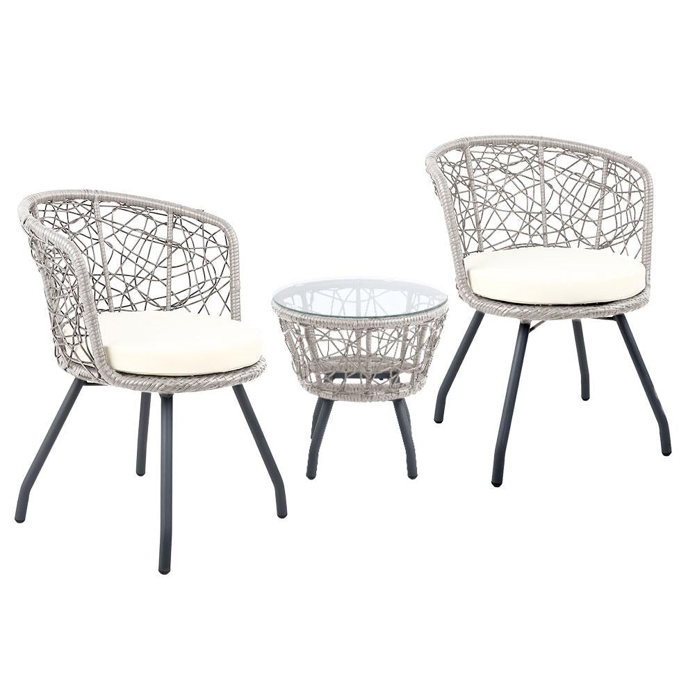 Outdoor Patio Chair and Table - Grey - Outdoorium