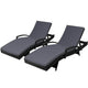 Gardeon 2PC Sun Lounge Wicker Lounger Outdoor Furniture Beach Chair Patio Adjustable Cushion Black | Outdoor Furniture - Sun Bed