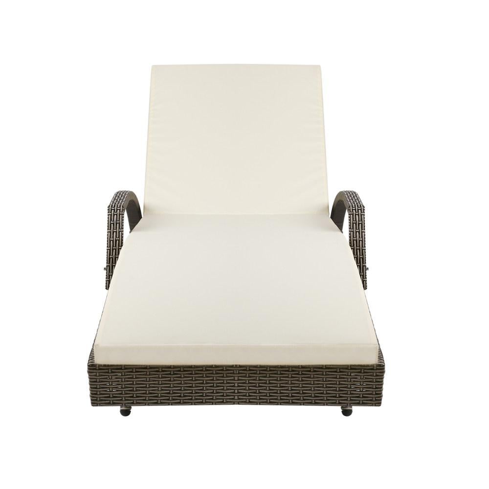 Outdoor Sun Lounge Chair with Cushion- Grey - Outdoorium