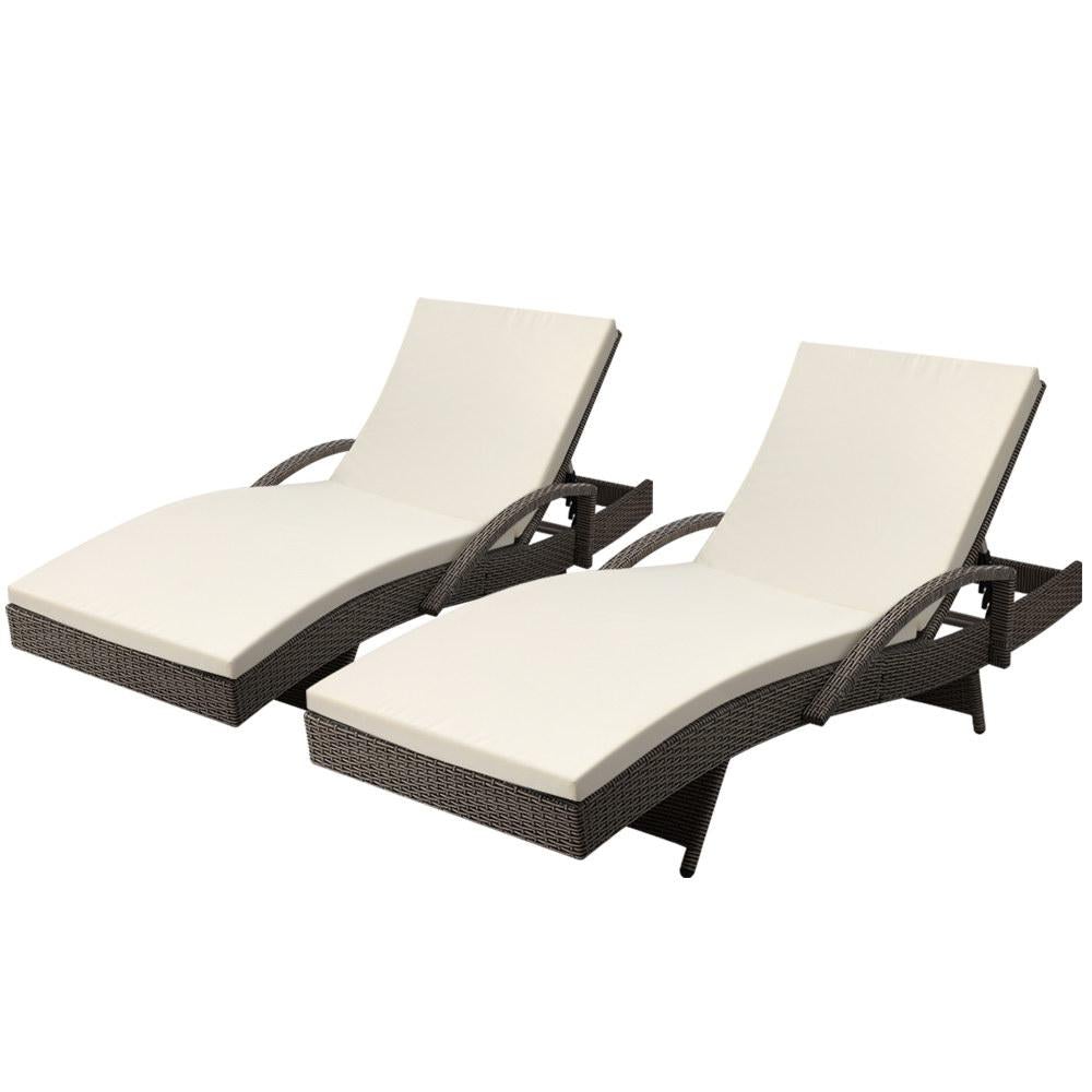 Outdoor Sun Lounge Chair with Cushion- Grey - Outdoorium