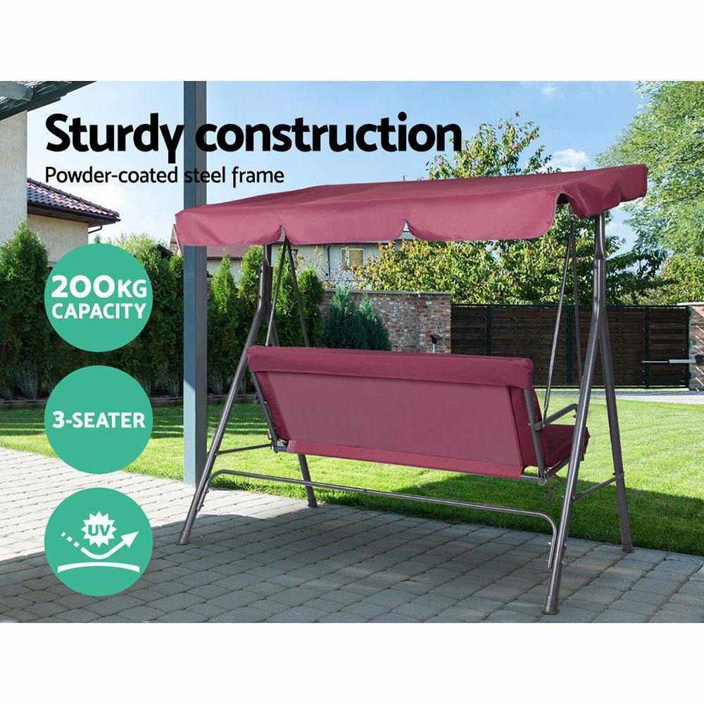 Outdoor Swing Chair Hammock 3 Seater Garden Canopy Bench Seat Backyard - Outdoorium