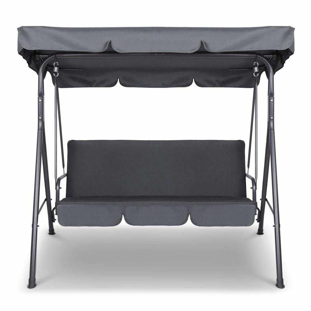 Outdoor Swing Chair Hammock Bench Seat Canopy Cushion Furniture Grey - Outdoorium