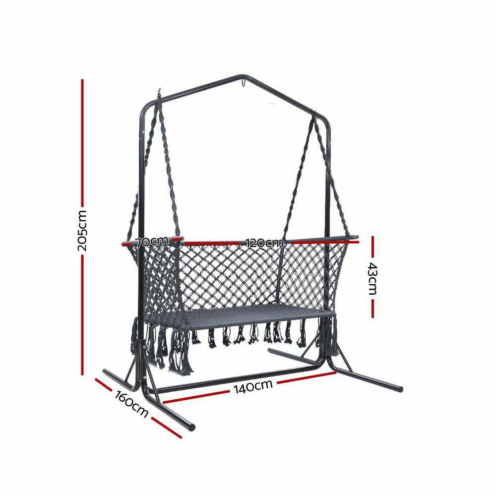 Outdoor Swing Hammock Chair with Stand Frame 2 Seater Bench Furniture - Outdoorium
