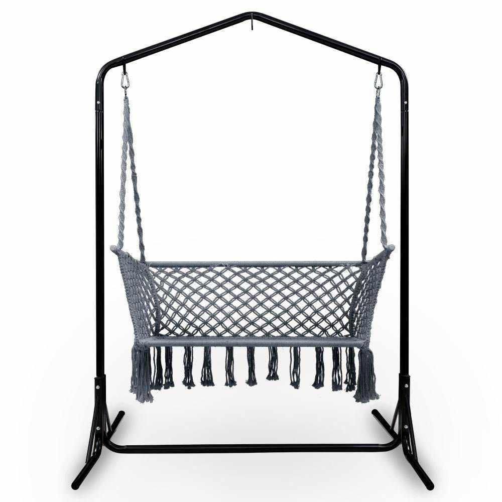 Outdoor Swing Hammock Chair with Stand Frame 2 Seater Bench Furniture - Outdoorium
