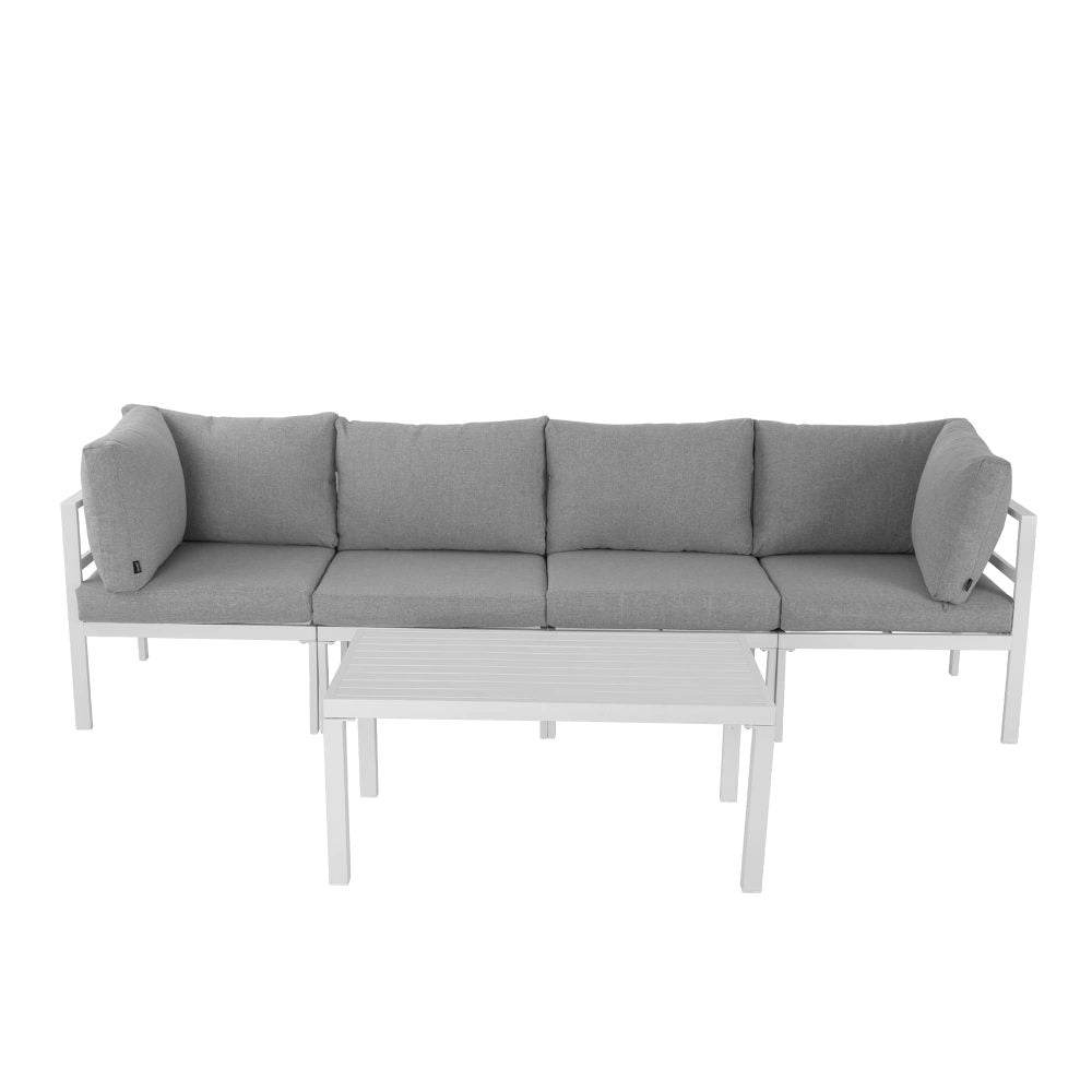 Outdoor White Modern 5 Piece Lounge Set - Outdoorium