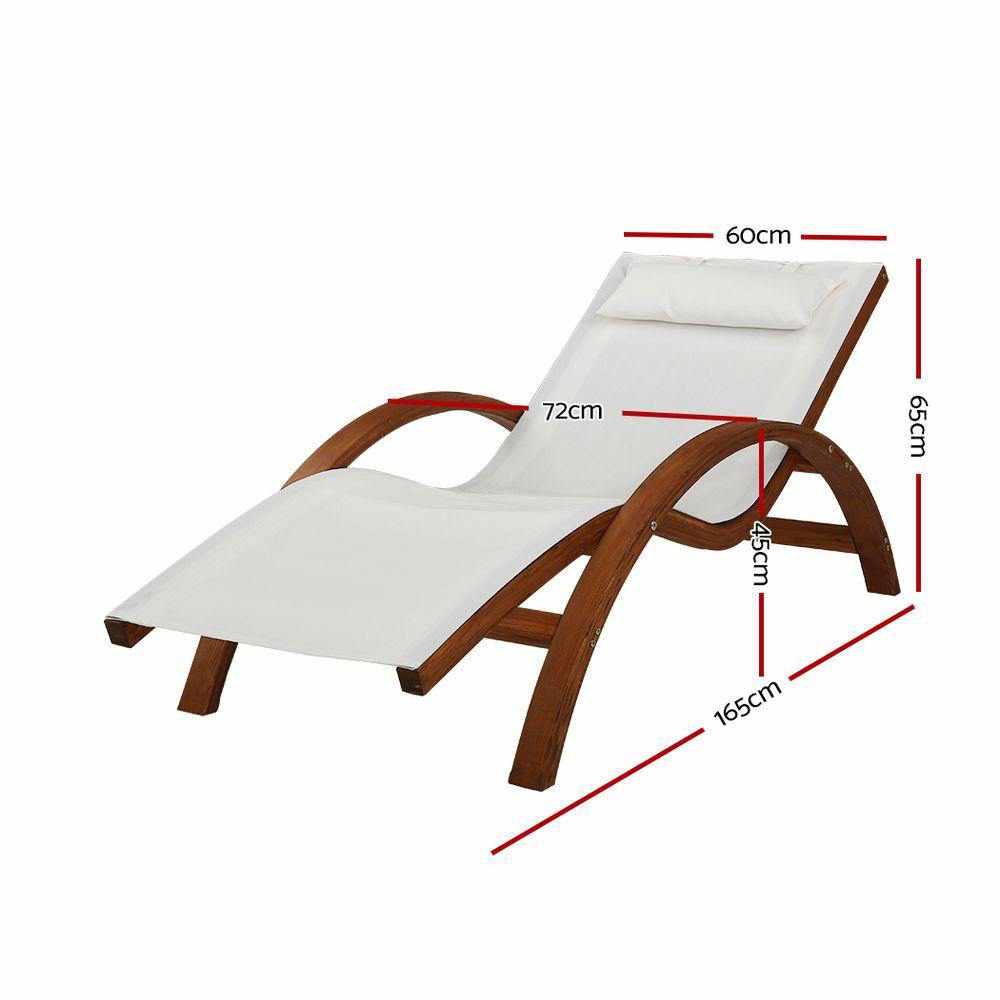 Outdoor Wooden Sun Lounge Setting Day Bed Chair Garden Patio Furniture - Outdoorium
