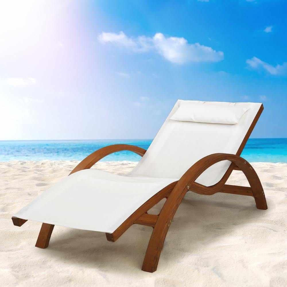 Outdoor Wooden Sun Lounge Setting Day Bed Chair Garden Patio Furniture - Outdoorium