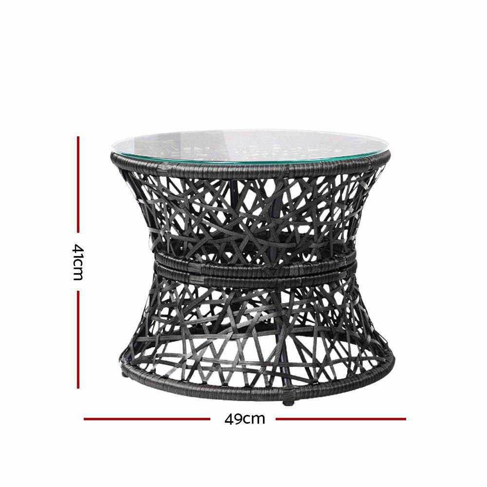 Gardeon Outdoor Lounge Setting Furniture Wicker Papasan Chairs Table Patio Black - Outdoorium