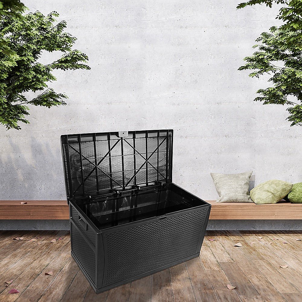 Patio Deck Box Outdoor Storage Plastic Bench Box 450 Litre - Outdoorium