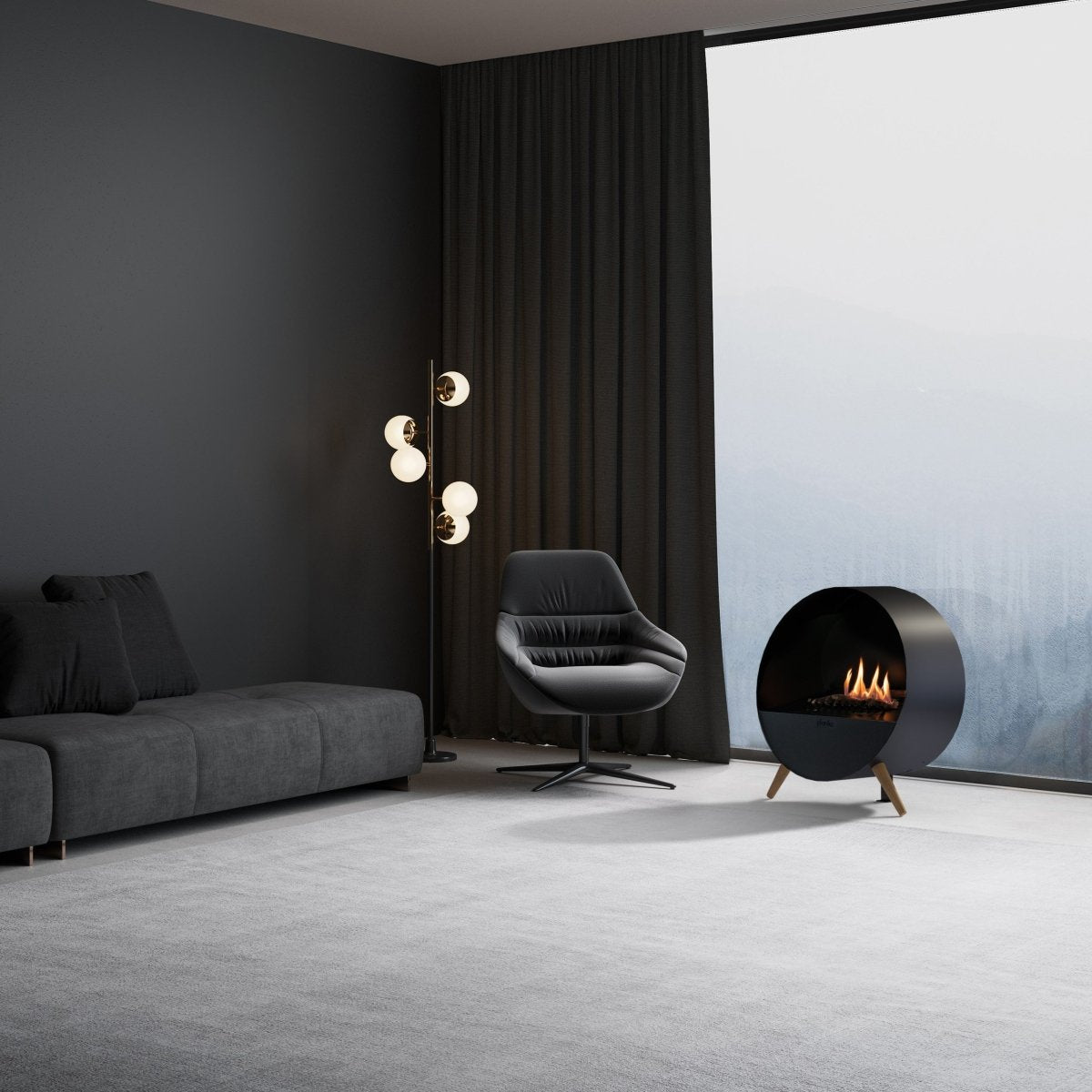 Planika Bubble Wall & Floor Net Zero fireplace - Outdoorium