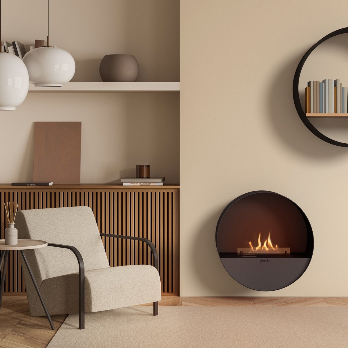 Planika Bubble Wall Net Zero fireplace - Outdoorium