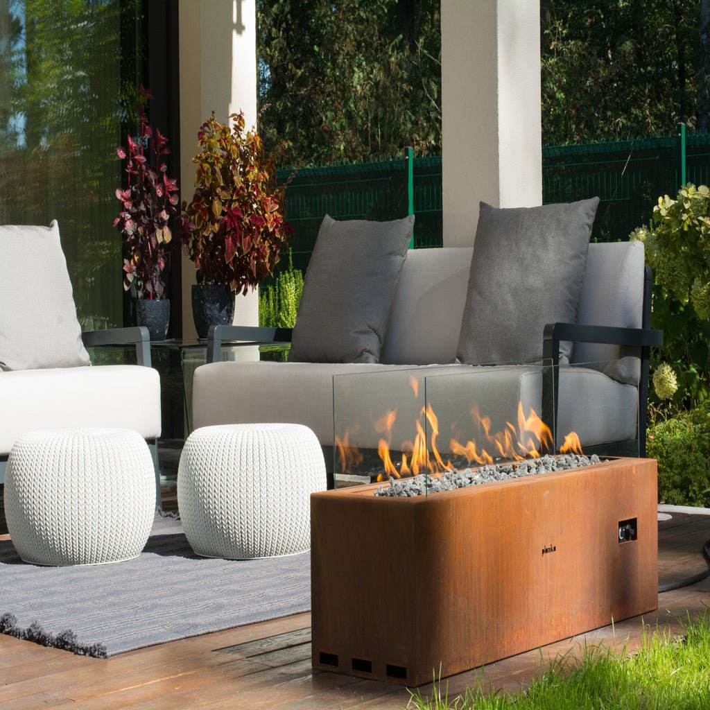 Planika Galio Corten Outdoor Gas Fireplace Automatic - Outdoorium