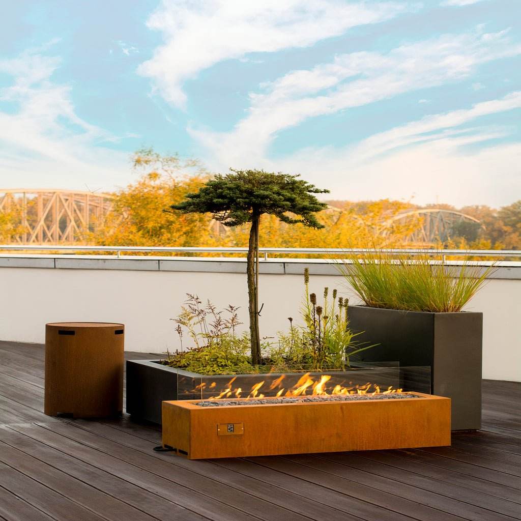 Planika Galio Corten Outdoor Gas Fireplace Automatic - Outdoorium