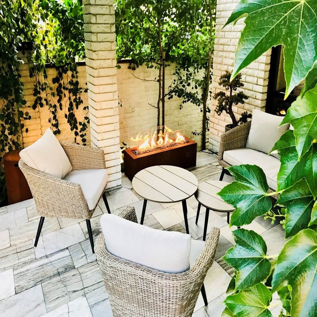 Planika Galio Corten Outdoor Gas Fireplace Automatic - Outdoorium