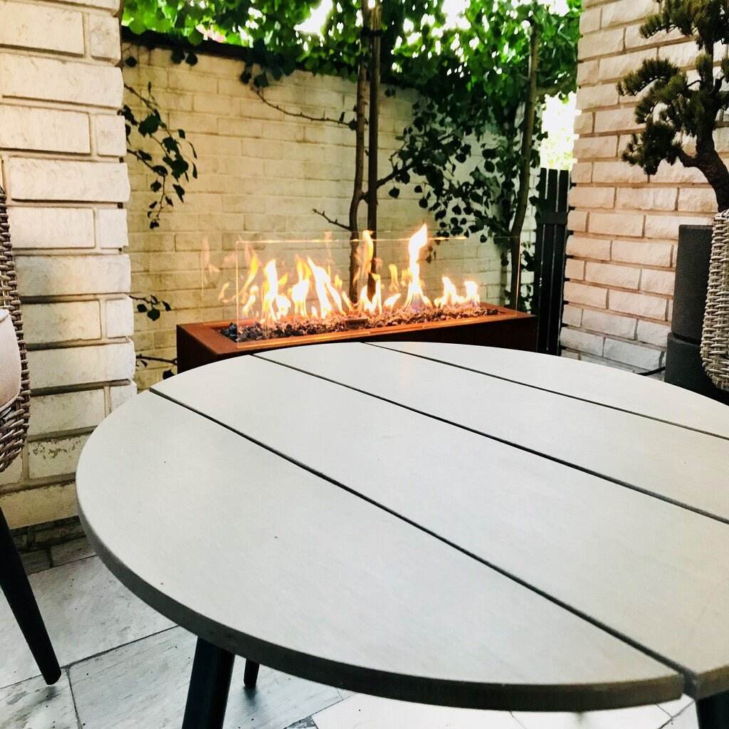 Planika Galio Corten Outdoor Gas Fireplace Automatic - Outdoorium