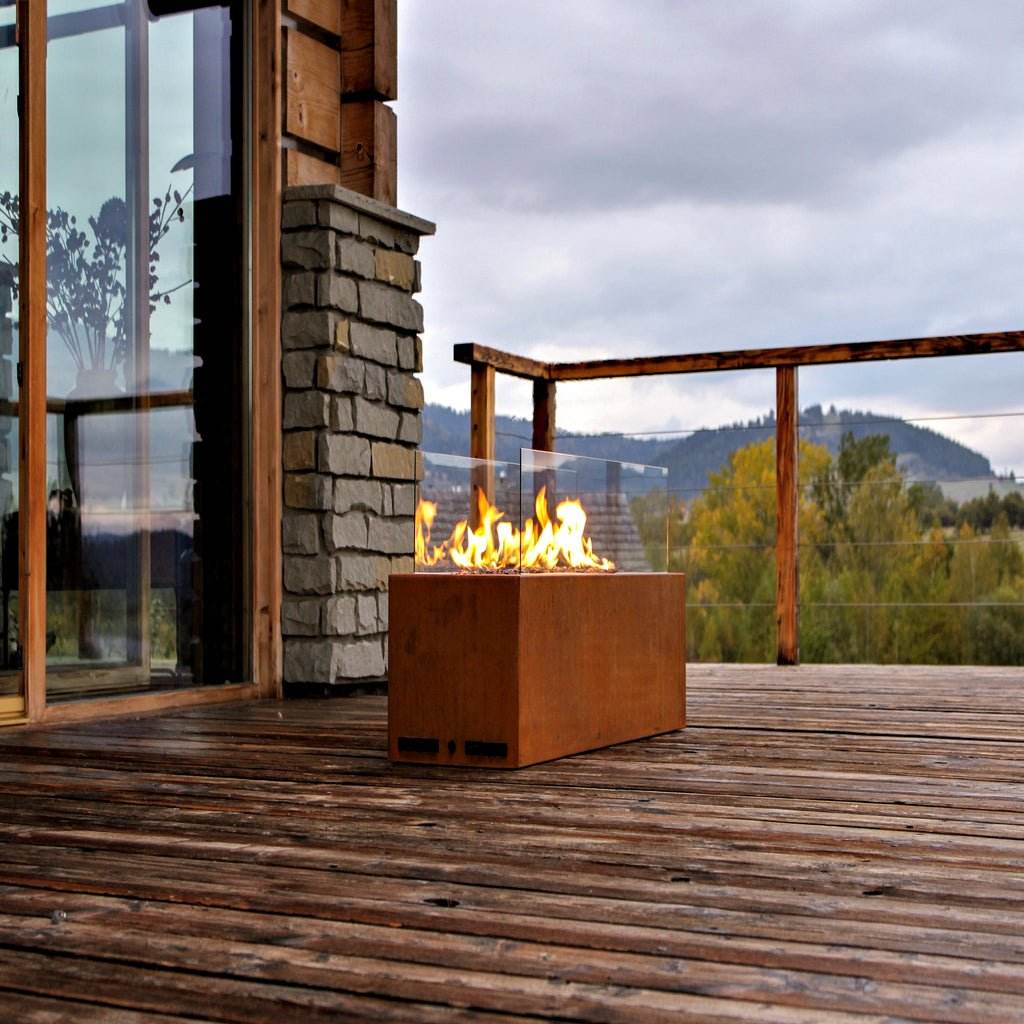 Planika Galio Corten Outdoor Gas Fireplace Automatic - Outdoorium