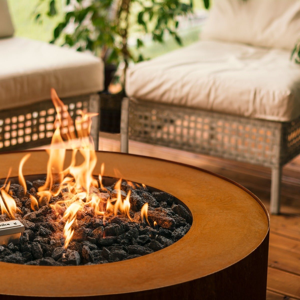 Planika Galio Star Corten Automatic Outdoor Gas Fireplace + Remote - Outdoorium