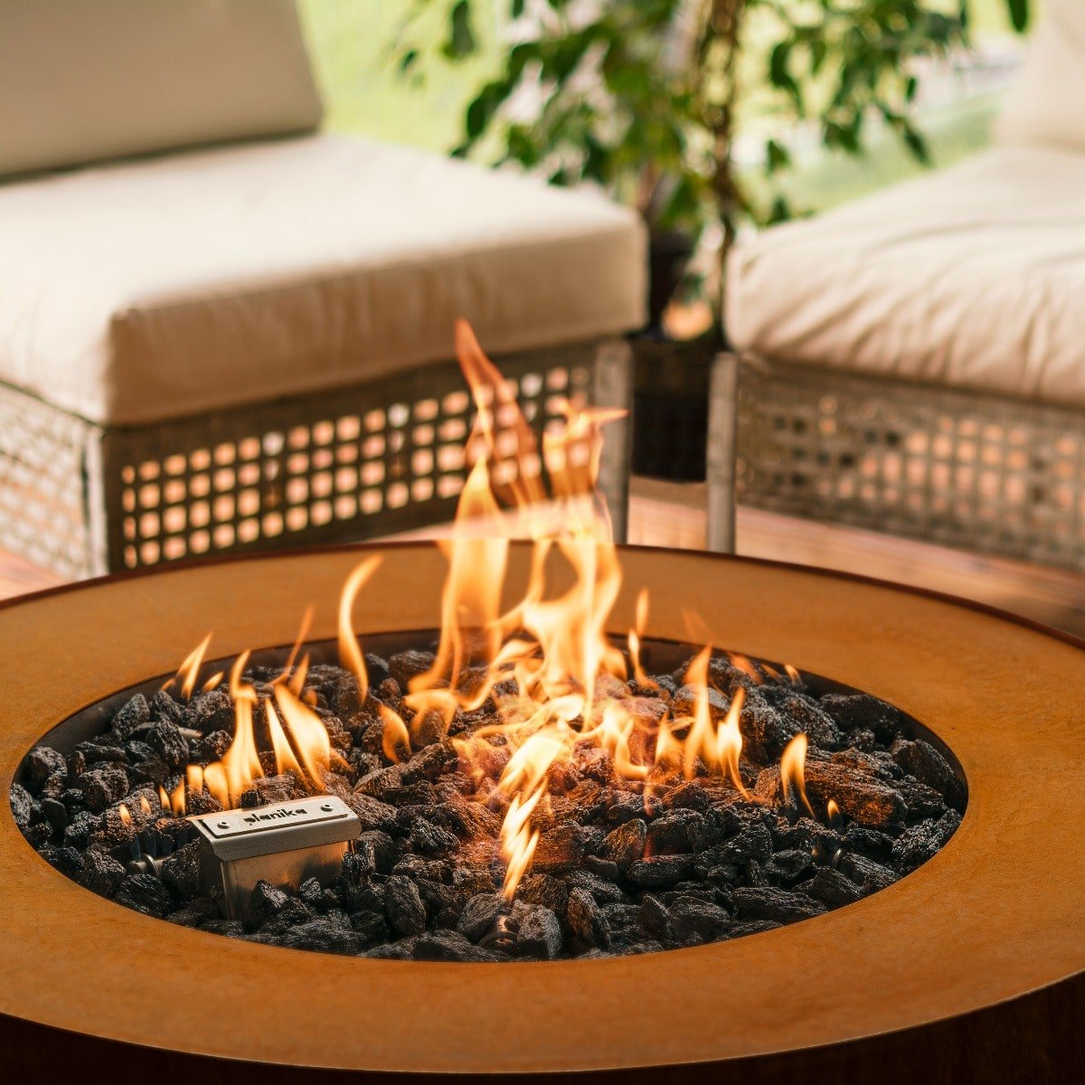 Planika Galio Star Corten Automatic Outdoor Gas Fireplace + Remote - Outdoorium