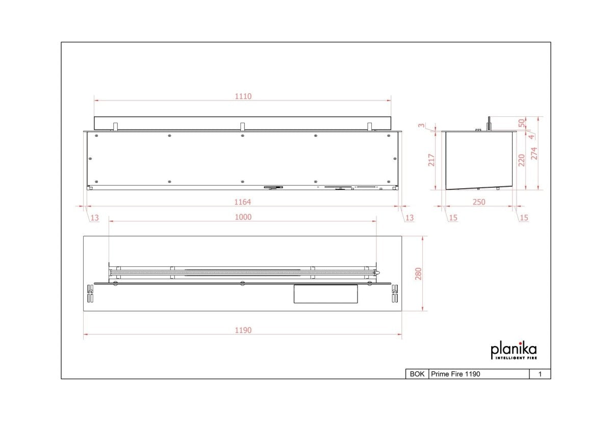 Planika Prime Fire 1190 - Electric Only Connection & Flue Free - Outdoorium