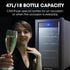 POLYCOOL 47L 18 Bottle Wine Bar Fridge Countertop Cooler Compressor Mirrored Glass Door, Black - Outdoorium